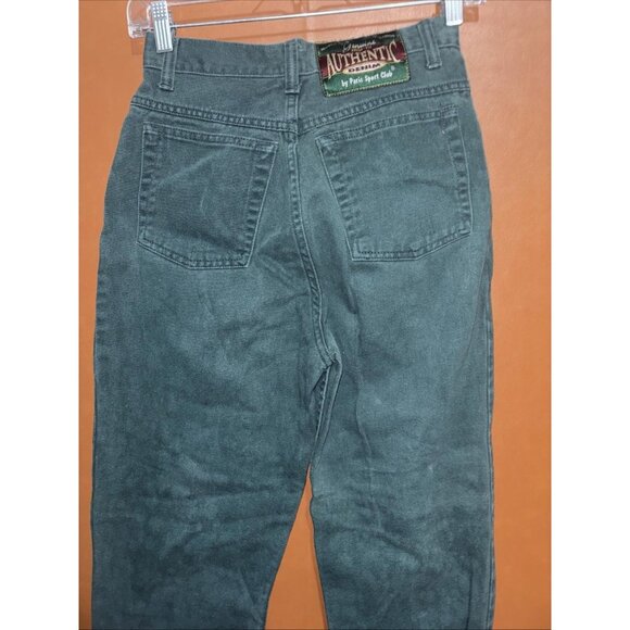 VTG 90s Paris Sport Club Denim Jeans Dark Forest Green - Tapered Leg - 5 Short - Picture 9 of 12